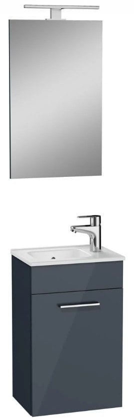 Vitra Mia 75065 Banyo Dolabı Seti 40 Cm,Kapaklı,Tezgahüstü Lavabolu,Parlak Antrasit.